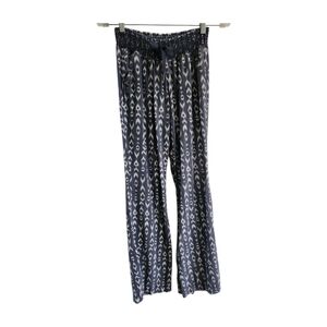 Boho Pants Size S Blue Linen Blend Flare Rewash Bemore Pockets